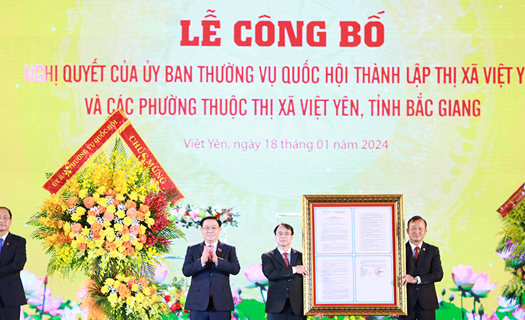 Thành lập thị xã Việt Yên với 09 phường trực thuộc